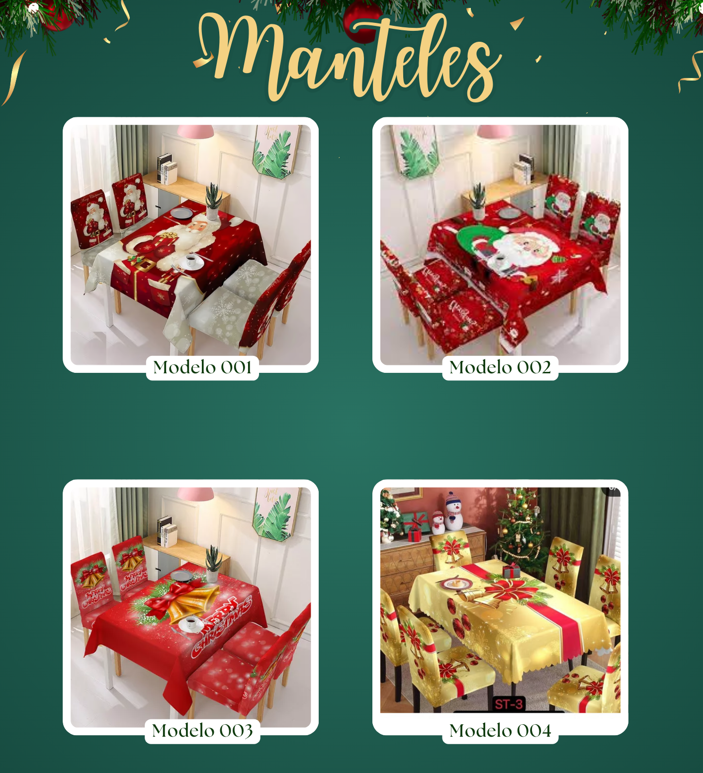 Mantel Navideño + Fundas de Sillas