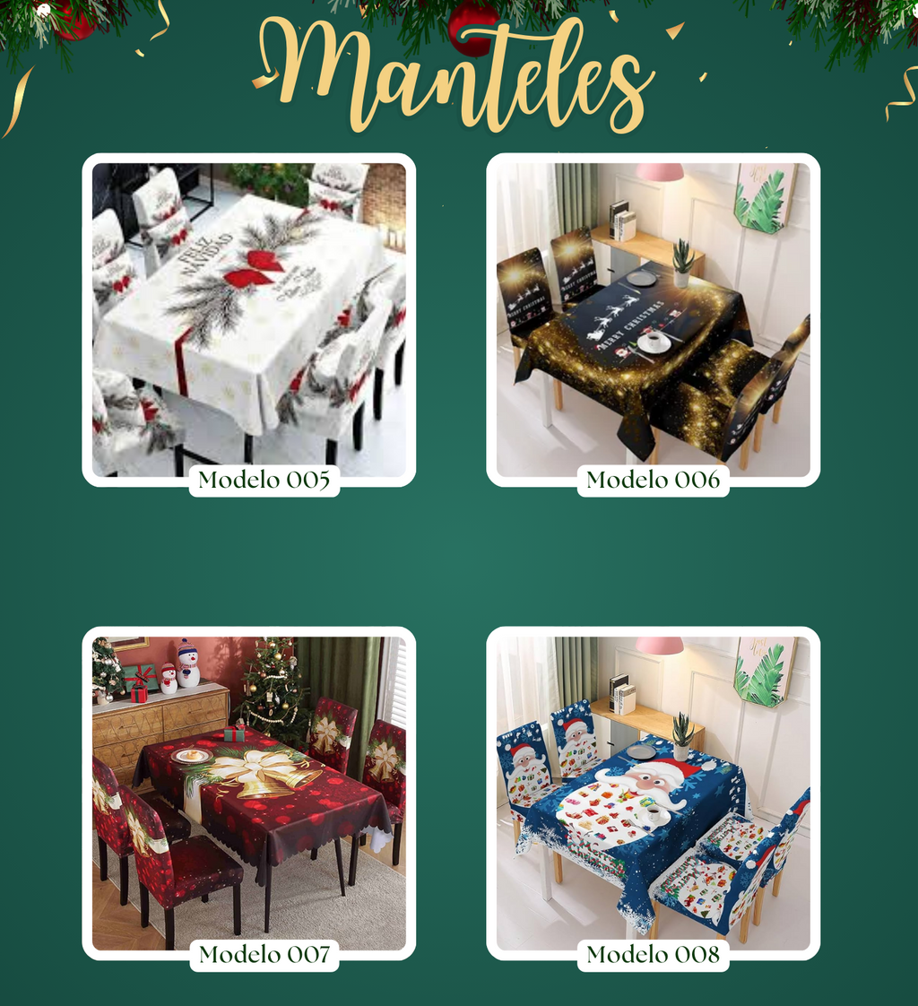 Mantel Navideño + Fundas de Sillas