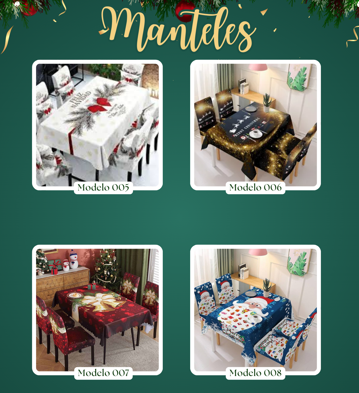 Mantel Navideño + Fundas de Sillas