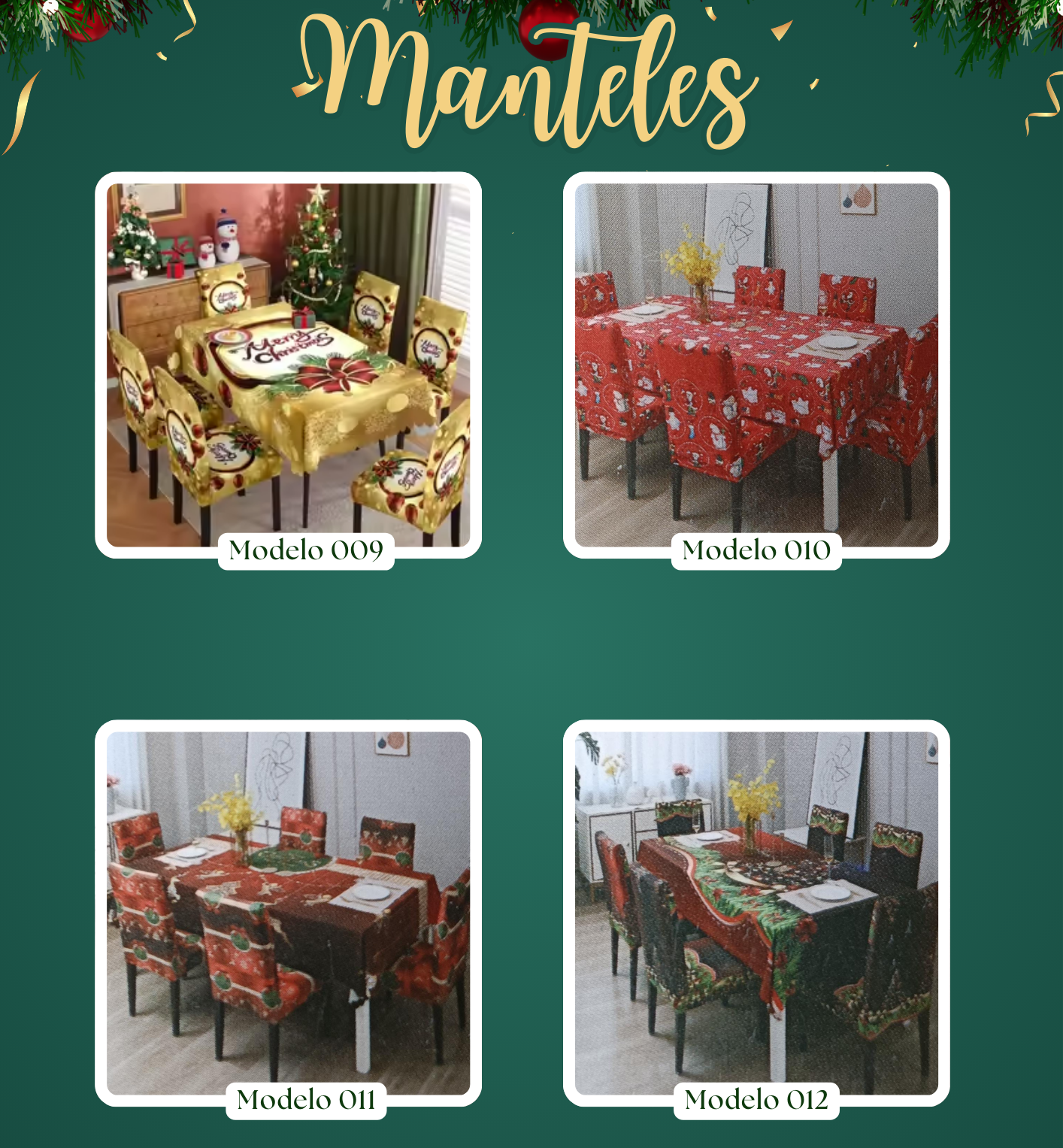 Mantel Navideño + Fundas de Sillas